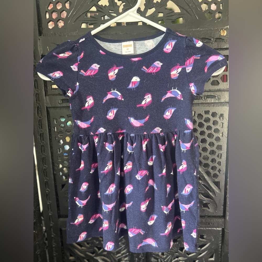 Gymboree Navy Blue Bird Print Dress
